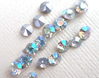 Vintage Swarovski 4.6-4.8mm 20ss Round Crystal, Vintage Opaque AB Yellow Chaton, Silver Foil Pointy Back, x200 (please see description)