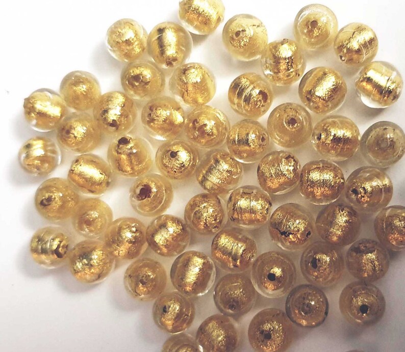 8mm Round Gold Foil Beads Handmade Genuine Murano Etsy