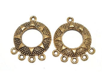 10x Chandelier Earrings 28x10mm Gold Chandelier Earring Findings, 5 loops, lovely decorative earrings, x10 pieces or 5 pairs