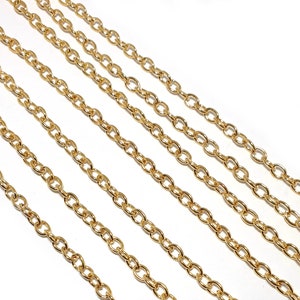 4.4mmx3.2mm Gorgeous Gold Oval Cable Chain, lovely chain, 0.7mm thick, Gold plated brass, approx 1m length (1.1 Yards)