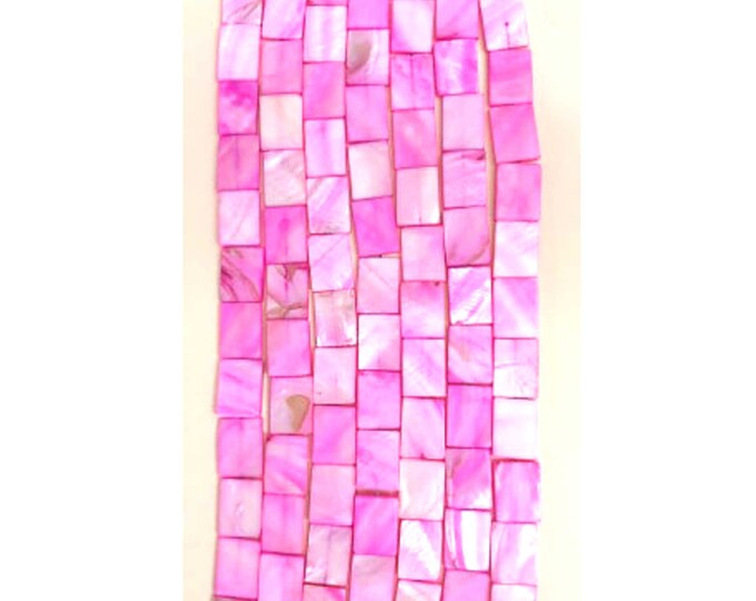 Pretty Pink 15x10x3mm Flat Rectangle Shell Beads, Semi-precious Beads ...