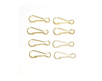 50x Brilliant 20x7mm Gold Plated Metal Spring Hooks Snap Clasp, Purse Lanyard Zipper Pull Id Card Snap Clips DIY (x50 clips) connectors