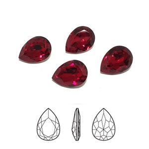 Stunning 18x13mm Siam Teardrop Faceted Swarovski Crystals, Foiled Back (Code 4320) (x1 Factory Pack x48 crystals)