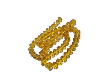8x6mm Light Topaz Brown Rondelle Glass Beads x72 OR 7x5.3mm Topaz Brown Rondelle Glass Beads x51, Fire Polished Faceted Czech Glass Beads