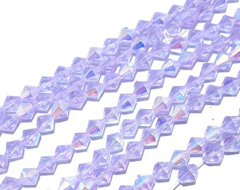 6mm Gorgeous Lilac AB 6mm Bicone Czech Glass Beads, 1x or x10 Strands, (x62 beads per strand) lovely beads with an AB effect