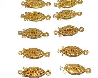 10pcs Necklace Clasp Hook Creative Alloy Oval Fish Slide Clasps