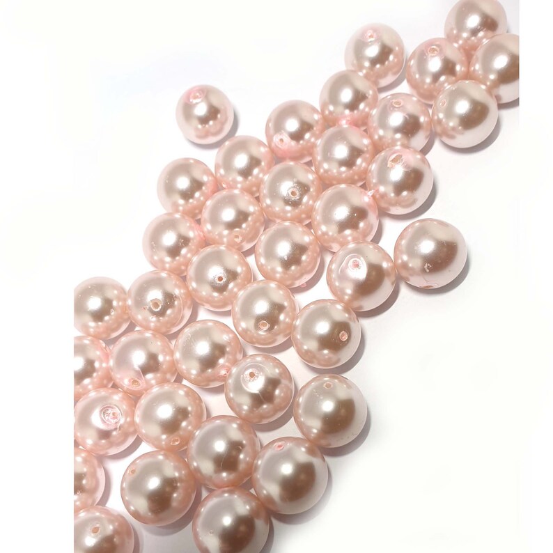 10mm Pretty pink glass pearls centre drill Pretty pink glass pearls 12mm pink pearls 8mm