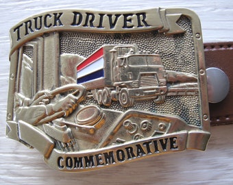 Baron Commemorative Truck Driver Netherlands belt buckle with leather belt