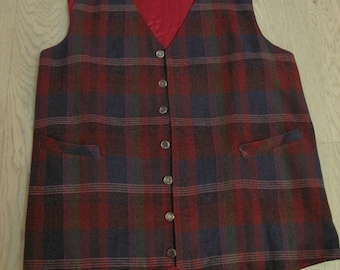 Handmade tartan men's waistcoat, size medium