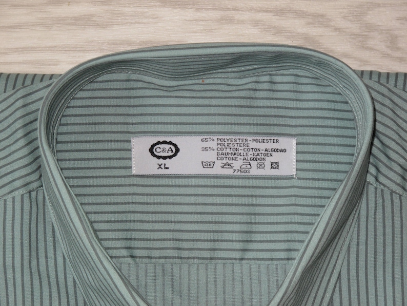 C/&A men/'s shirt sage greengrey stripe size XL as new