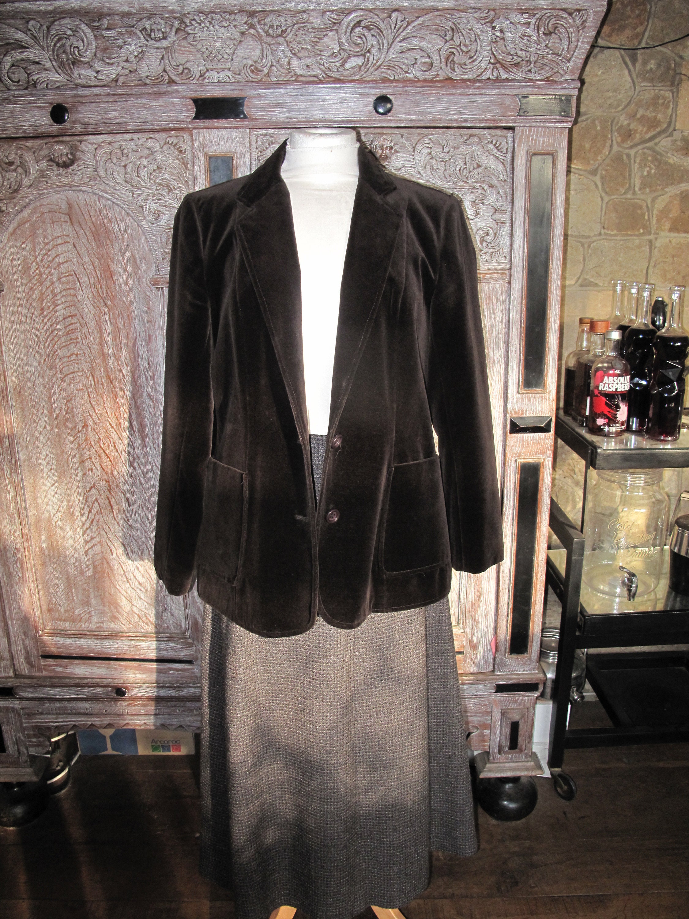 Brown Velvet Jacket by C & A, Ladies Size Medium Etsy