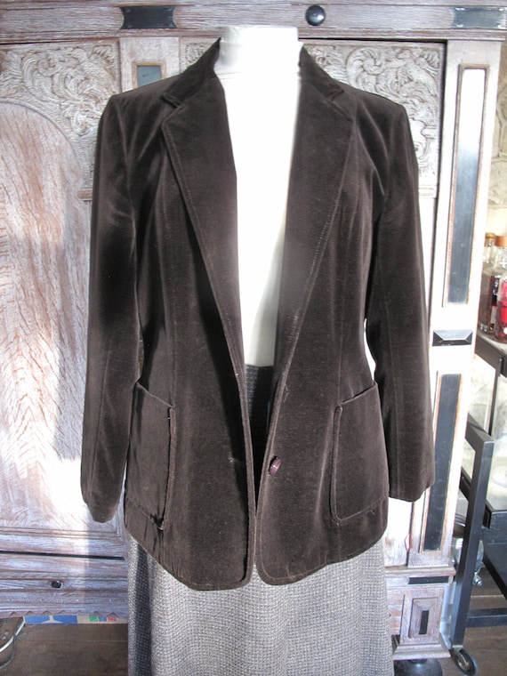 Brown Velvet Jacket by C \u0026 A, Ladies Size Medium
