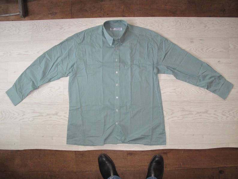 C/&A men/'s shirt sage greengrey stripe size XL as new