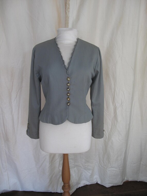 Lee Bender lace up fitted bolero jacket, greyish t