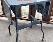 VTG industrial Metal Drop Leaf Typewriter Table Stand mid century desk laptop 2
