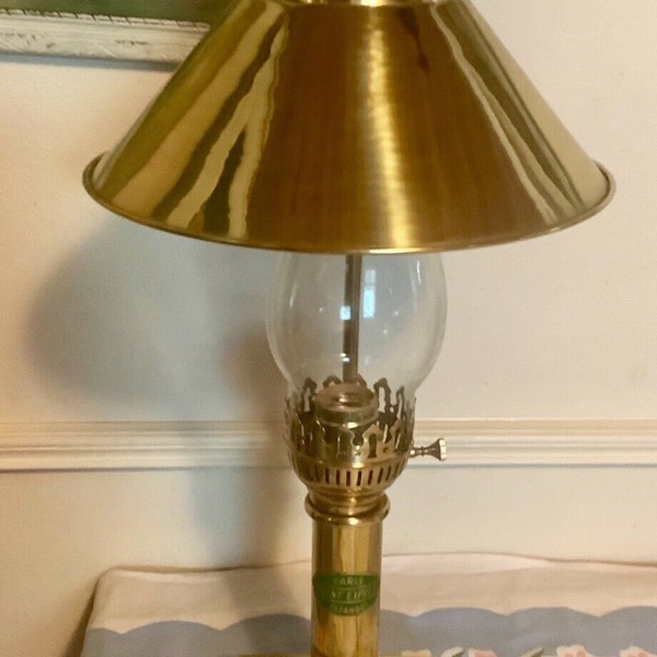 Vintage Brass gold Paris Orient Express Istanbul Table desk Lamp Railroad Shade