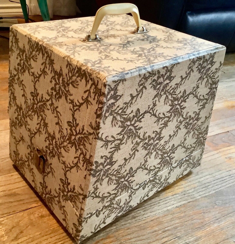 Vintage Retro Mcm Wig Case Hat Box Travel Storage Container Styrofoam Head