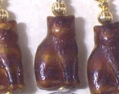 5 mm sitting cats, no snag knitting stitch markers, set of 4, bead, charms brown torty tabby