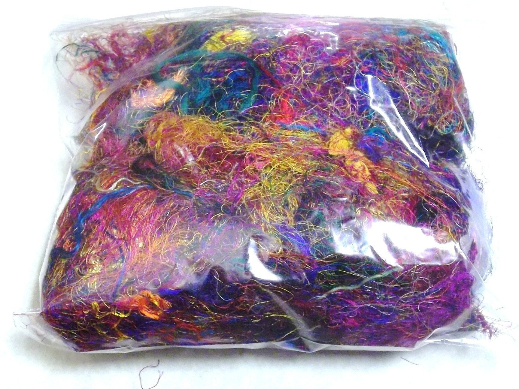 Sari Silk Threads, White and Dyed, 2 Sizes, Silk Waste, Spinning Fiber ...