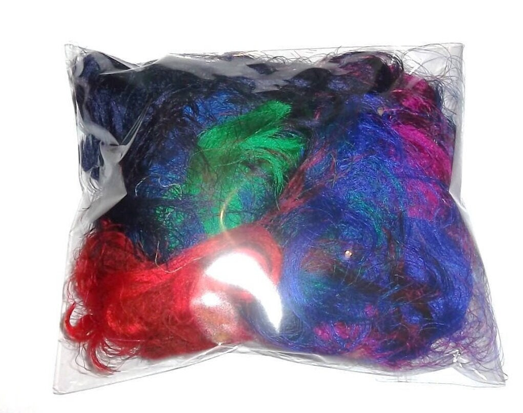 Sari Silk Threads, White and Dyed, 2 Sizes, Silk Waste, Spinning Fiber ...