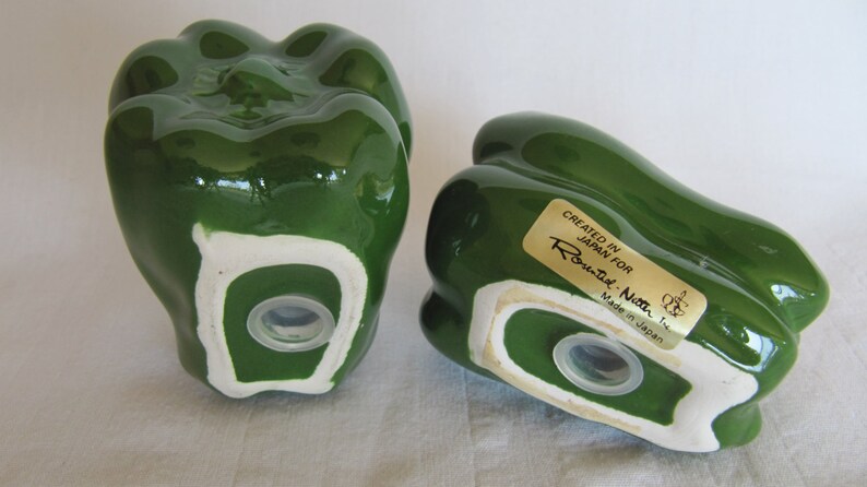 Vintage Salt Pepper Shakers Green Peppers Japan Rosenthal Netter Ceramic
