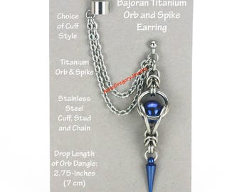 Pendiente Trekkie Bajoran de Titanio con Espina, Acero Inoxidable, Cosplay de Comic Con, Ciencia Ficción 1051