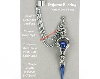 Boucle d'oreille orb titane Trekkie Bajoran, pointe en titane, acier inoxydable, cosplay Comic Con, science-fiction 1098
