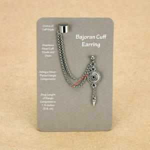 Pendiente de puño bajorano, botón de acero inoxidable, joyería gótica de ciencia ficción, 1058