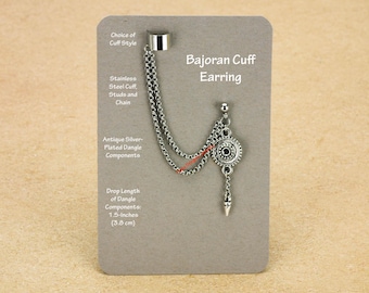 Pendiente de puño bajorano, botón de acero inoxidable, joyería gótica de ciencia ficción, 1058