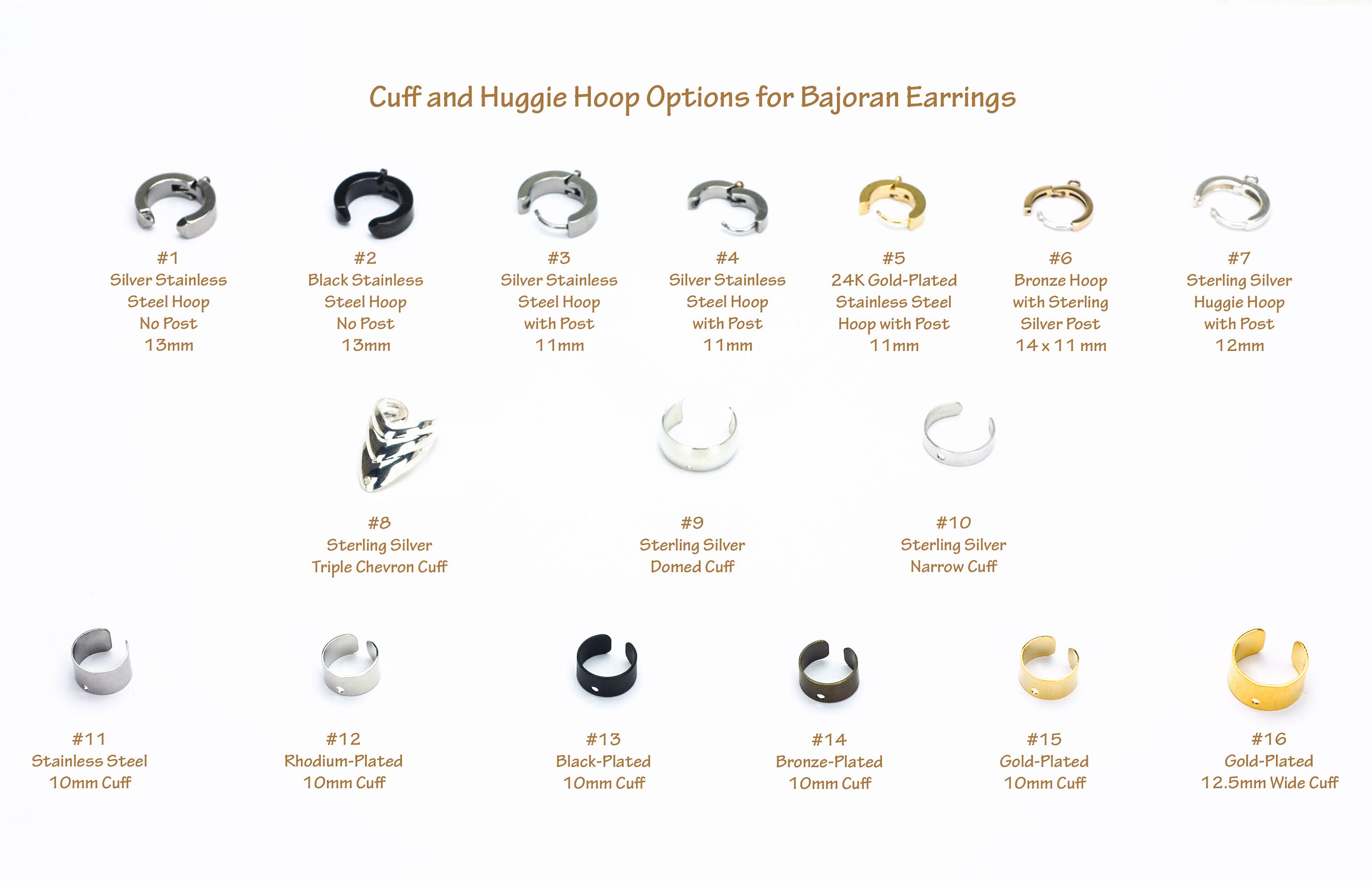 Titanium Orb Bajoran Chain Earring, Hoop Cuff Post Stud Non