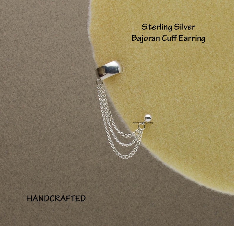 Techie Earring Earrings SciFi Fantasy Triple Trekkie Jewelry Non Piercing Ear Band Silver Stud Cuff 606 Chain Post Bajoran