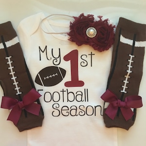 Baby Girl outfit -My 1st Football Season- baby girl outfit - football legwarmers - Newborn Football outfit - Preemie-24 month-MAROON