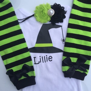 Baby Girl Halloween Outfit- personalized baby girl halloween outfit - baby halloween costume - witch baby costume - halloween leg warmers