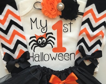 Baby Girl 1st Halloween Outfit -- Halloween baby costume outfit - Girls Halloween outfit - Toddler girls Halloween clothes -includes tutu