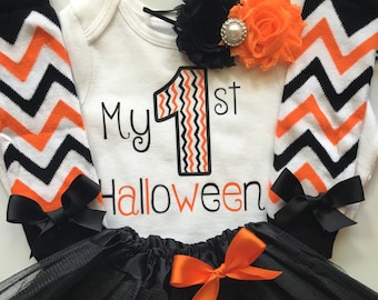 Baby Girl 1st Halloween Outfit -- Halloween baby costume outfit - my first Halloween - Newborn Girls Halloween - Girl halloween-