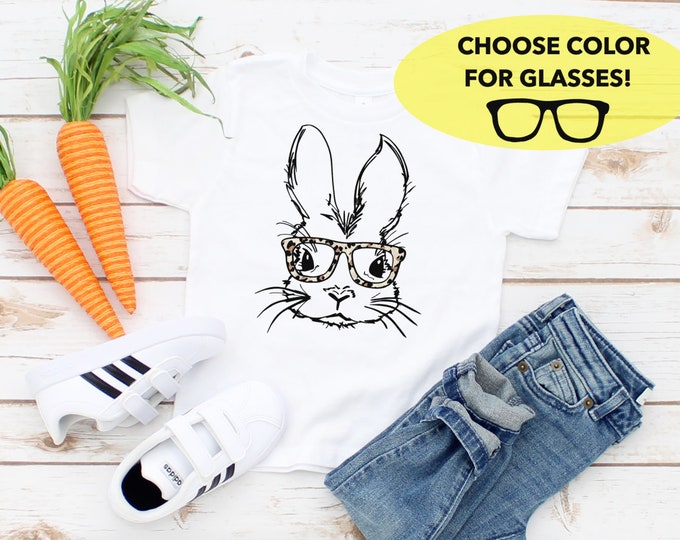 Kids Easter shirt - Children's Spring shirt - Hipster Bunny shirt - Rabbit with glasses shirt- Infant, Toddler, Youth and Adult sizes