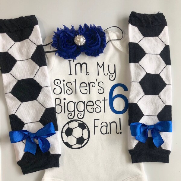 Baby Girl Soccer Day Outfit - I'm my sister's biggest fan- Brother's biggest fan - Soccer baby outfit - personalized baby outfit CUSTOM