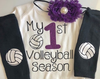 Baby Girl outfit -My 1st Volleyball Season- baby girl outfit - volleyball legwarmers - Newborn volleyball outfit - Preemie-24 month PURPLE