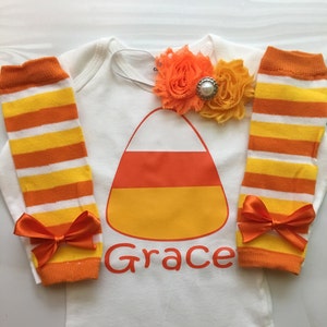 Baby Girl Fall Outfit - Baby Girl Thanksgiving outfit - Candy Corn Cutie - Pumpkin Patch photo outfit - Choose your pieces