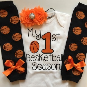 Baby Girl Basketball Outfit - My 1st Basketball Season outfit- Basketball legwarmers - basketball baby outfit - baby girl photo prop