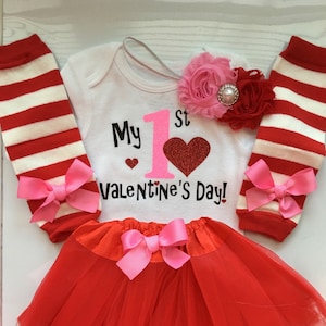 Baby Girl 1st Valentine&#39;s Day Outfit - newborn valentine&#39;s day outfit - newborn legwarmers- valentines day baby outfit -4 piece set-