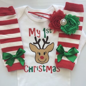 Baby Girl 1st Christmas outfit - Preemie Newborn Infant My first Christmas Outfit- baby girl Christmas clothes- Christmas girls outfit