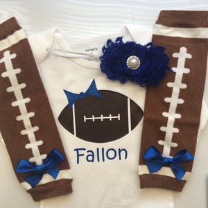 Baby Girl Football Outfit - personalized baby girl outfit - football legwarmers - girly football outfit- Dallas Cowboys Baby - Blue