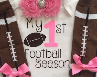 Baby Girl outfit -My 1st Football Season- baby girl outfit - football legwarmers - Newborn Football outfit - Preemie-24 month