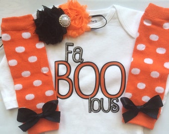 Baby Girl Halloween Outfit - Halloween baby costume outfit - my first boo day -newborn halloween outfit- Fab-Boo-lous