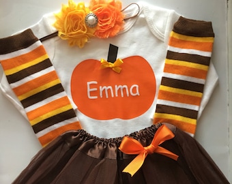 Baby girl Thanksgiving outfit - Baby girl fall outfit - baby fall clothes -pumpkin patch outfit - Baby Girl Halloween- Baby Girl Fall