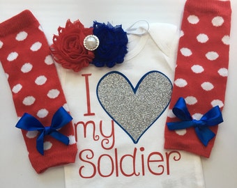 Baby girl - I love my Solider - I love my Airman - I love my Marine - I love my Sailor - military baby girl - homecoming outfit - baby girl