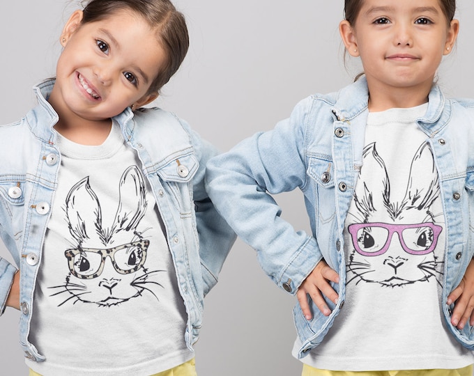 Kids Easter shirt - Children's Spring shirt - Hipster Bunny shirt - Rabbit with glasses shirt- Infant, Toddler, Youth and Adult sizes