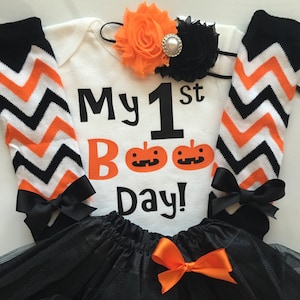 Baby Girl 1st Halloween Outfit -- Halloween baby costume outfit - my first boo day - Infant 1st Halloween  - baby girl halloween costume