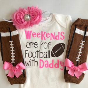 Baby girl football outfit- newborn football- Weekends are for Football with Daddy- baby girl outfit- infant girl clothes